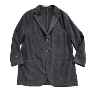 Boglioli K-Jacket Mens 58 Brown Herringbone Frosted Wool Blazer R3302J